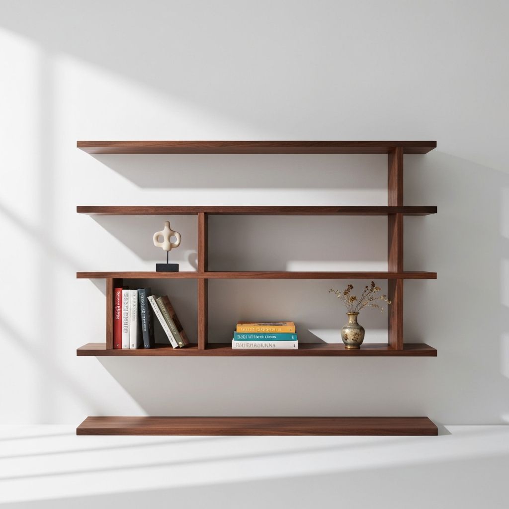 Hawi geometric bookshelf in natural walnut